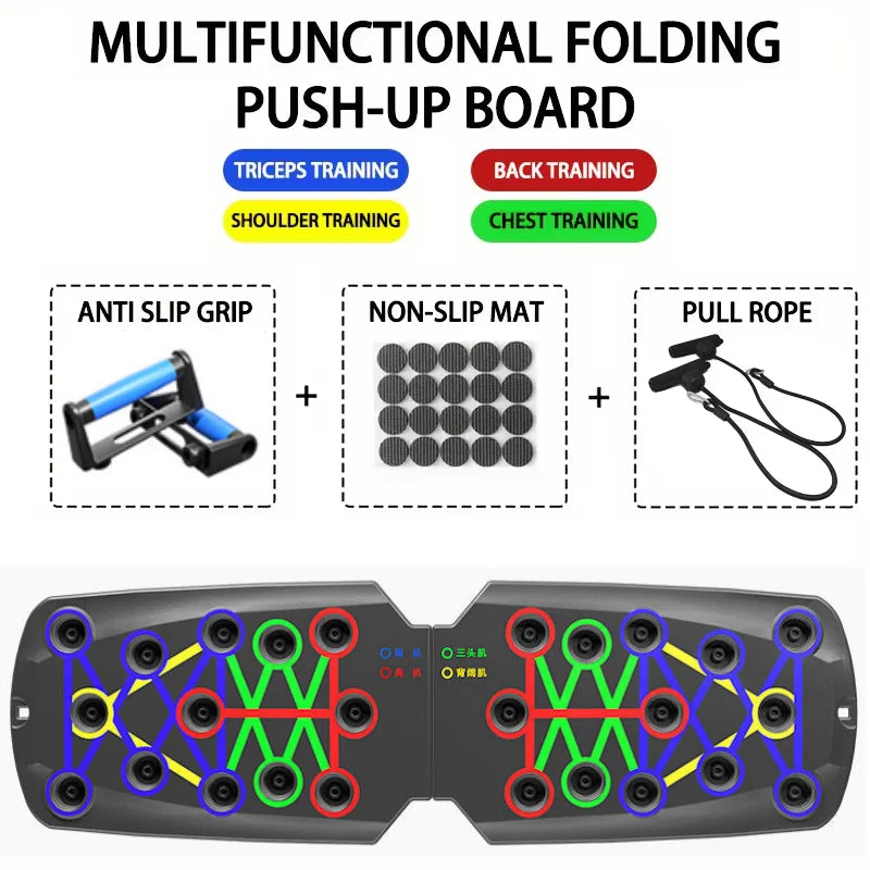 Push Up Board Foldable 28 Modes Home Workout Trainer board tension rope - Tophatter Daily Deals