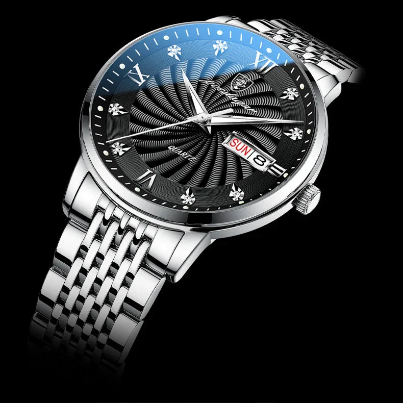 Quartz Wristwatch Stainless Steel Luminous Date Week - Tophatter Daily Deals