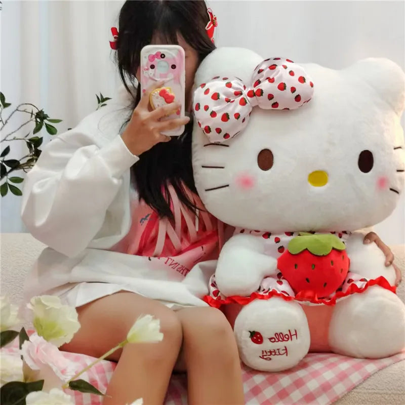 Sanrio Hello Kitty Strawberry Dress Plush Toy 50cm Food - Tophatter Daily Deals