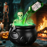 Witch Cauldron Fog Machine Halloween Prop With LED Glow With skeleton 19.5cm - Tophatter Daily Deals