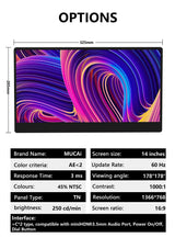 Portable 14 Inch Monitor 178 Degree View Built In Speaker - Tophatter Daily Deals