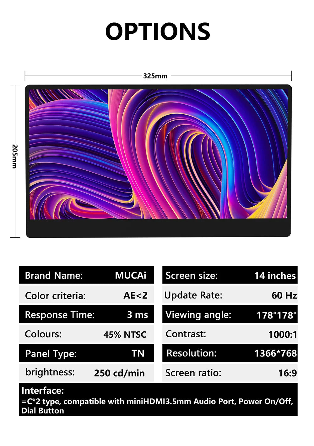 Portable 14 Inch Monitor 178 Degree View Built In Speaker - Tophatter Daily Deals