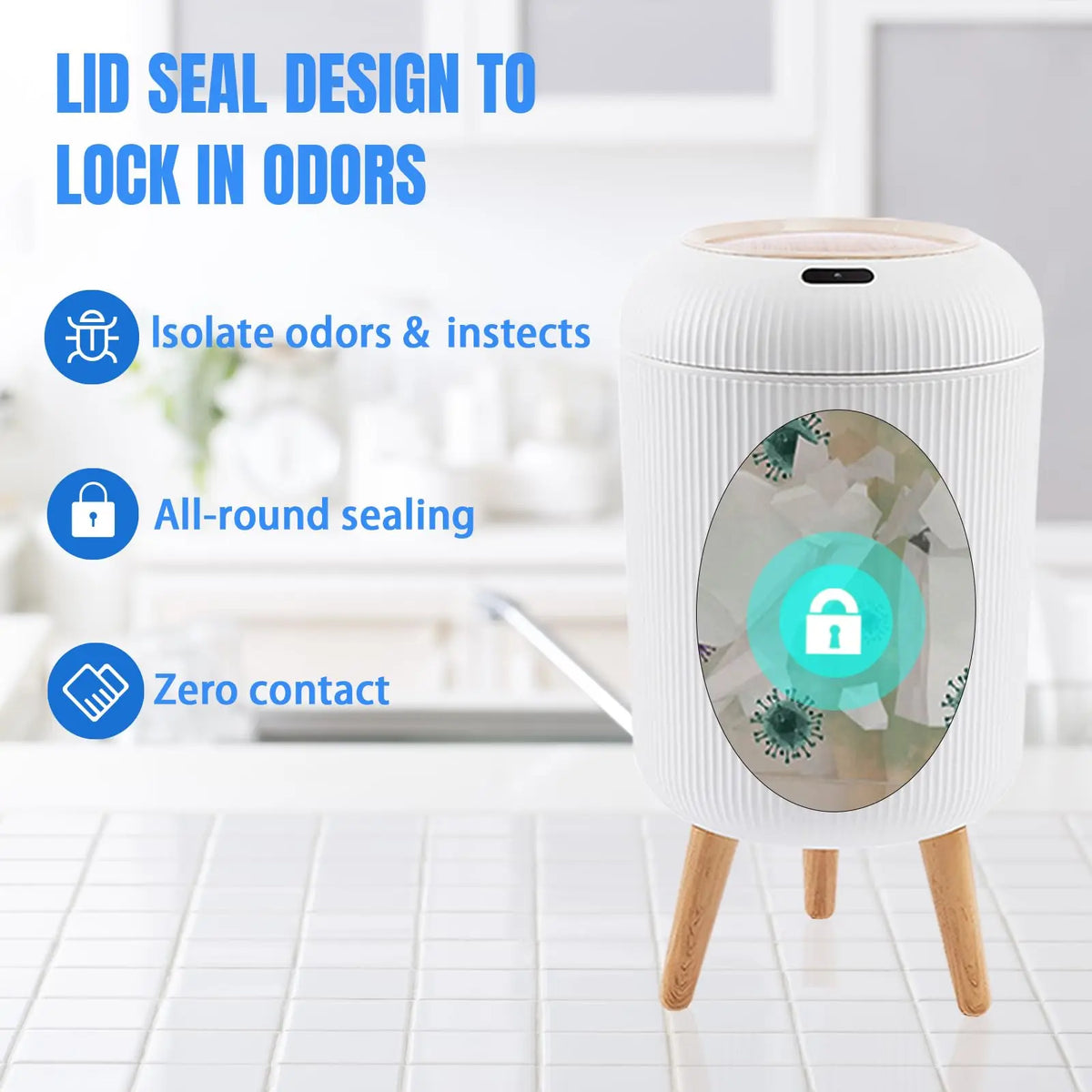 Motion Sensor Trash Can Small Plastic Smart Bin Hands Free - Tophatter Daily Deals