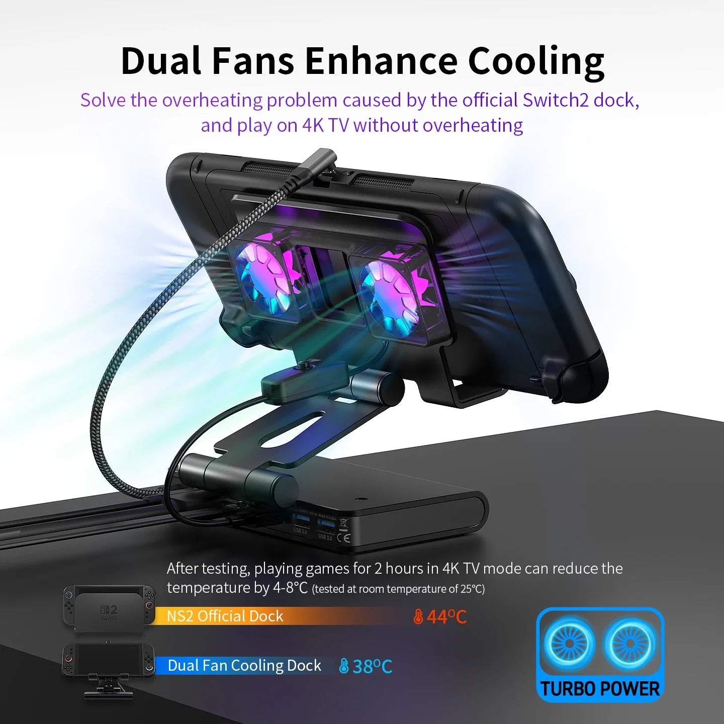 Docking Station 100W With Dual Fans 4K HDMI Gaming Dock - Tophatter Daily Deals