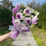Crochet Knitted Plush Flowers Bouquet Purple Flowers - Tophatter Daily Deals