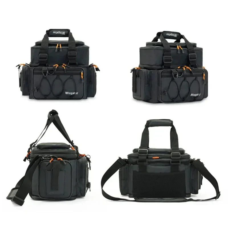 Waterproof Fishing Gear Shoulder Bag Camping Black Duffel Bags - Tophatter Daily Deals