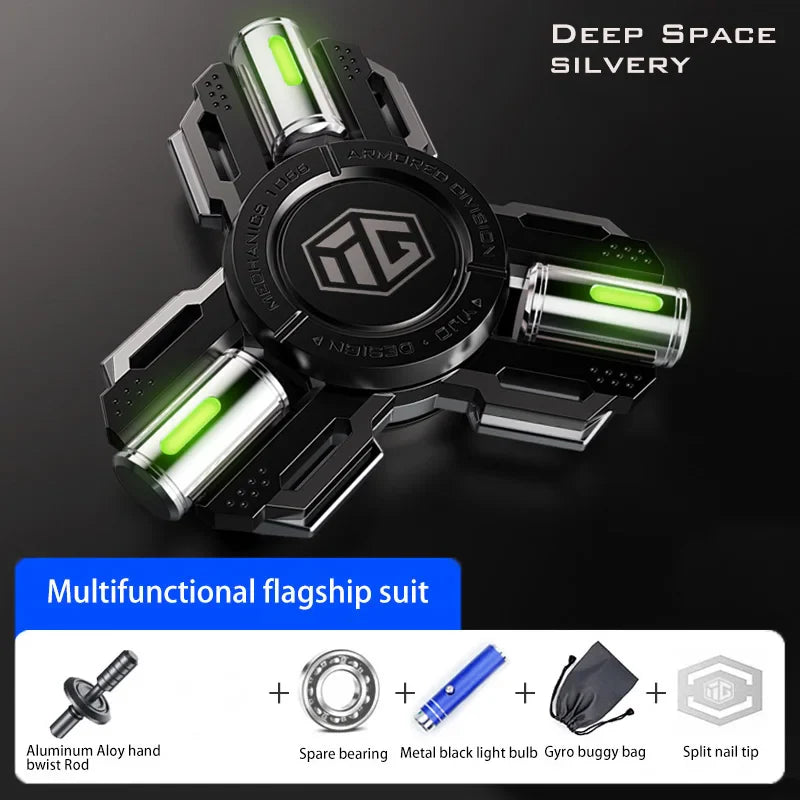 Glow Fidget Spinner Alloy EDC Long Spin Stress Relief Silver-flagship - Tophatter Daily Deals