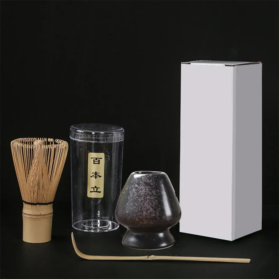 Matcha Bamboo Tea Set 3Pc Japanese Tea Tools Eco Friendly Black pink - Tophatter Daily Deals