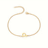 Initial Letter Bead Bracelet Thin Chain Minimalist Elegant P - Tophatter Daily Deals