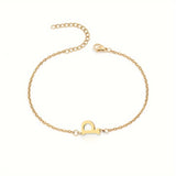 Initial Letter Bead Bracelet Thin Chain Minimalist Elegant P - Tophatter Daily Deals