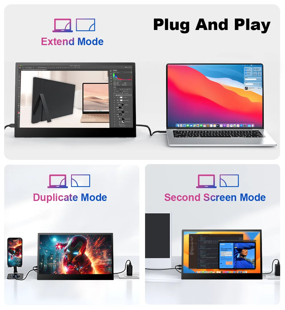 Portable 15.6 Inch FHD IPS Gaming Monitor 3ms Speaker - Tophatter Daily Deals