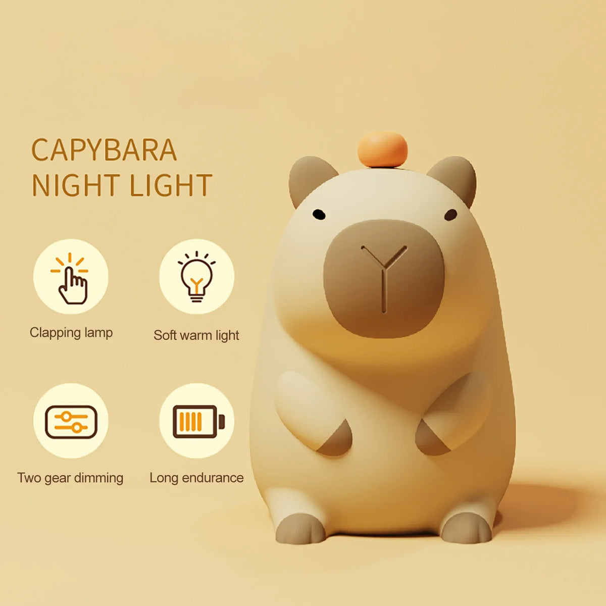 Capybara Silicone Night Light USB Rechargeable Timing Dimming Animals - Tophatter Daily Deals