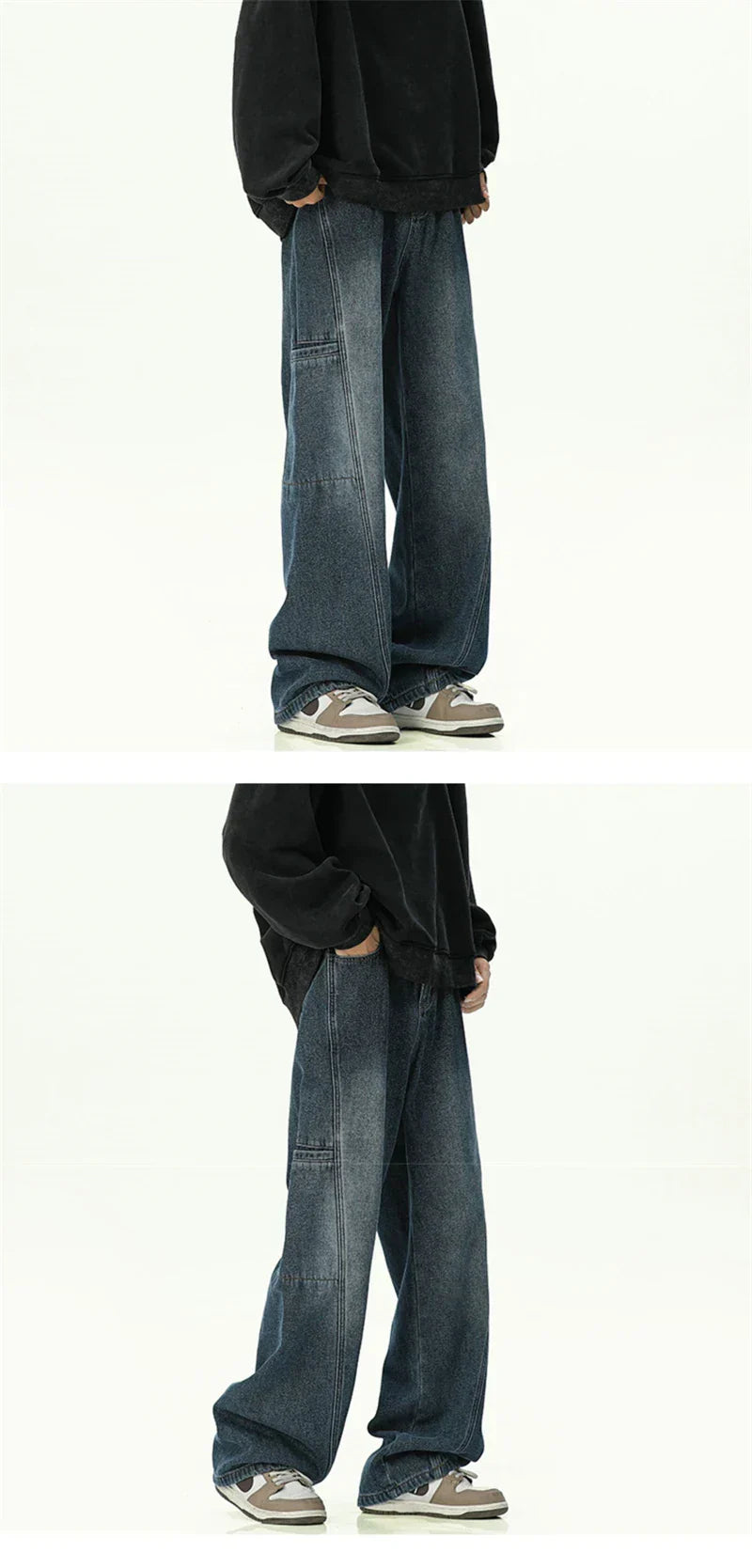 Oversized Mens Cargo Jeans - Wide Leg, Denim, Street - Tophatter Daily Deals