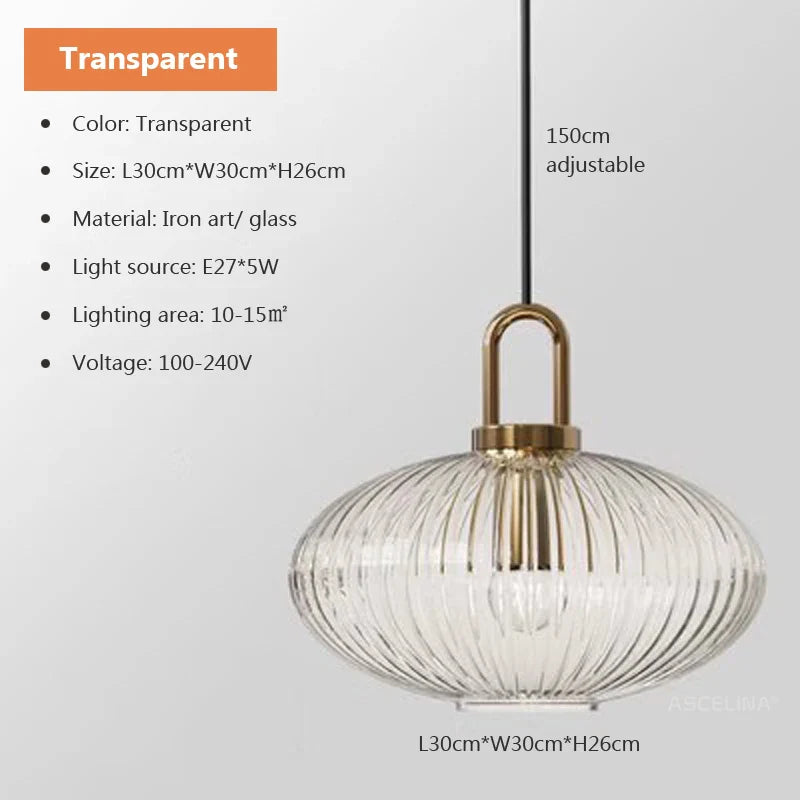 Japandi Glass Pendant Light Japanese Nordic Hanging Lamp Warm D-Transparent - Tophatter Daily Deals