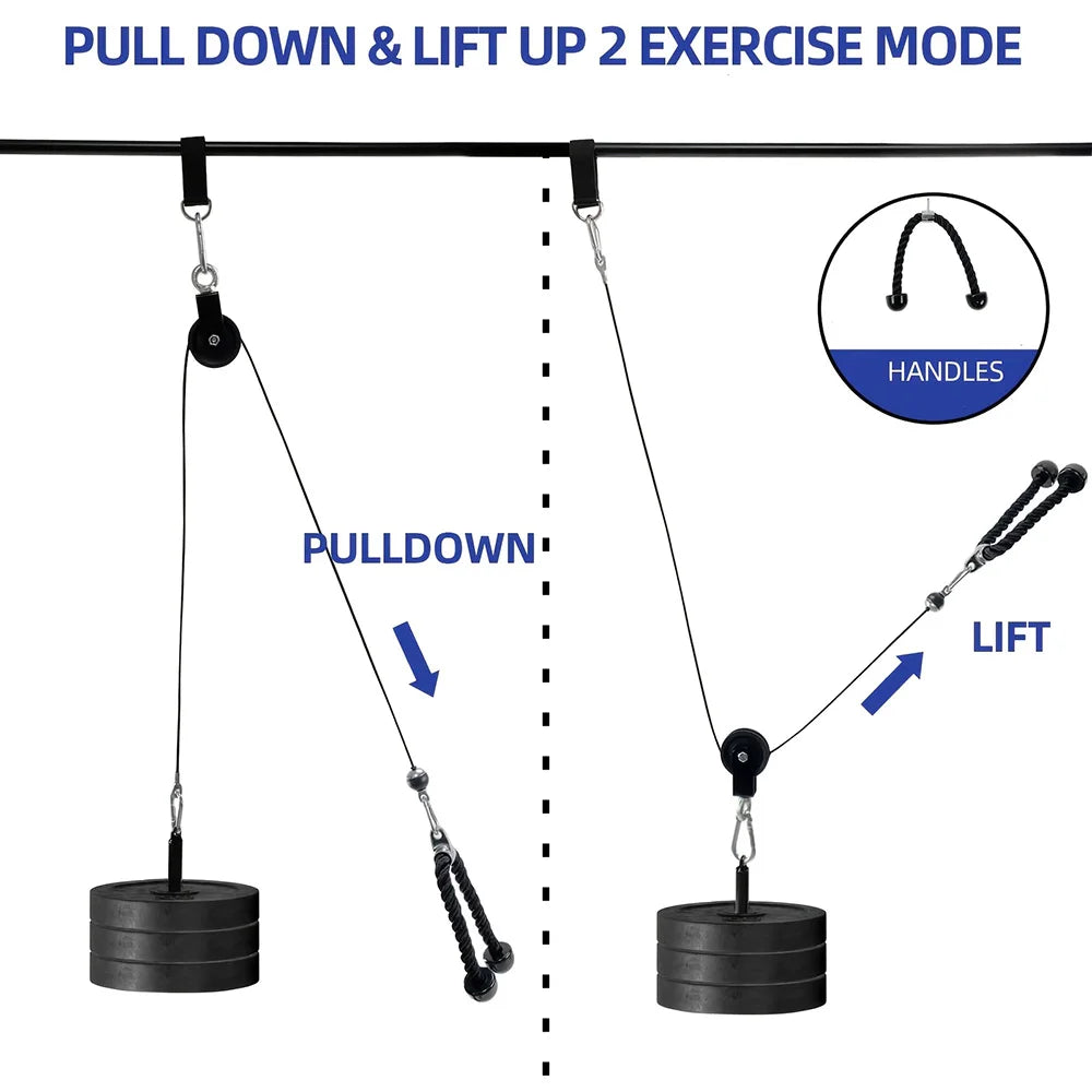 Nine-Piece Pulley Fitness Accessories Kit Black Fitness - Tophatter Daily Deals