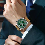 Quartz Chronograph Watch Waterproof Luminous Date Leather - Tophatter Daily Deals