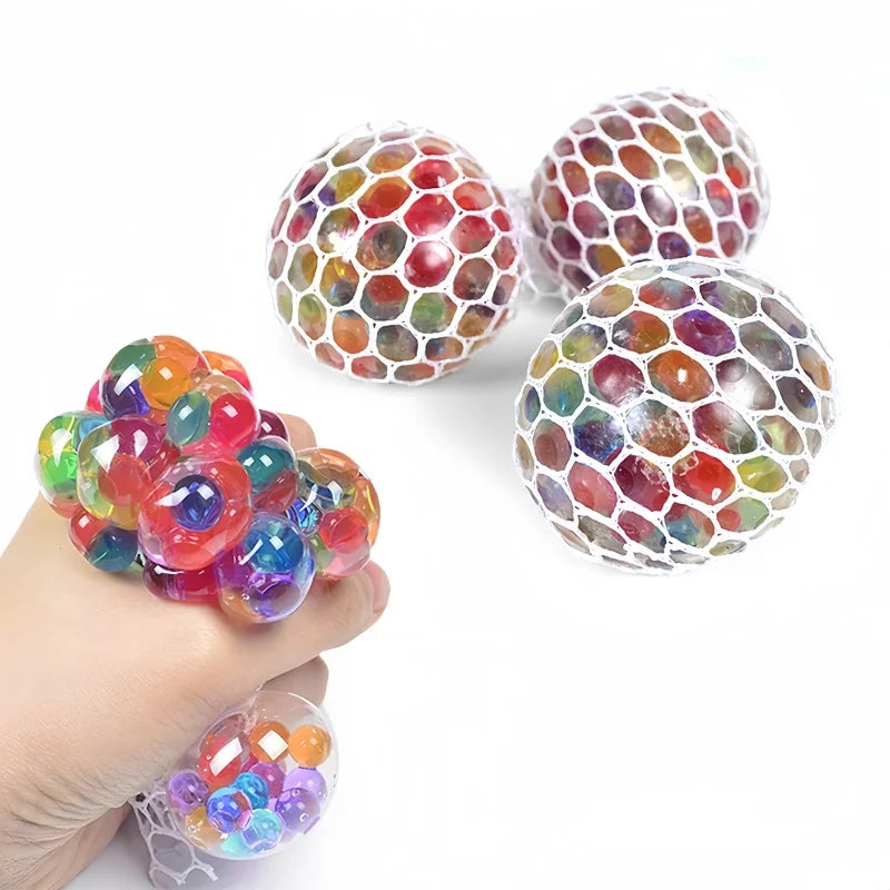 6cm Rainbow Bead Stress Ball Mesh Pinch Pocket Fidget - Tophatter Daily Deals