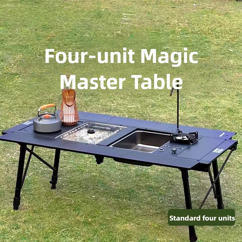 Folding Camping Table Adjustable IGT-Compatible Black Camp Furniture - Tophatter Daily Deals
