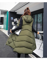 Lightweight Women's Long Puffer Vest - Hooded Cotton Winter - Tophatter Daily Deals
