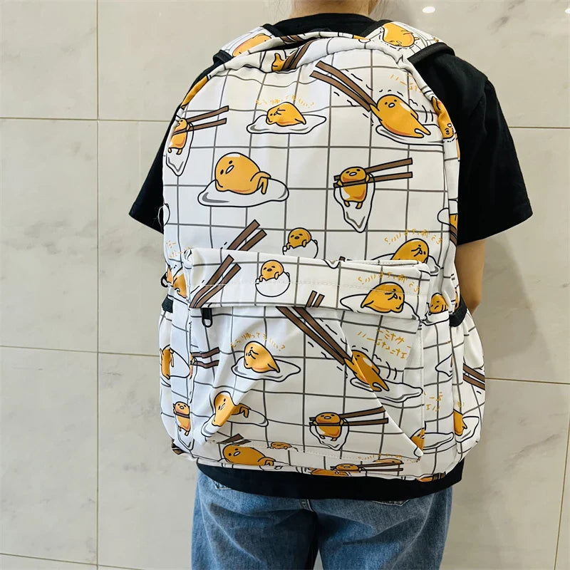 Sanrio Gudetama White Backpack Rucksack Schoolbags Travel Lazy Egg Food - Tophatter Daily Deals