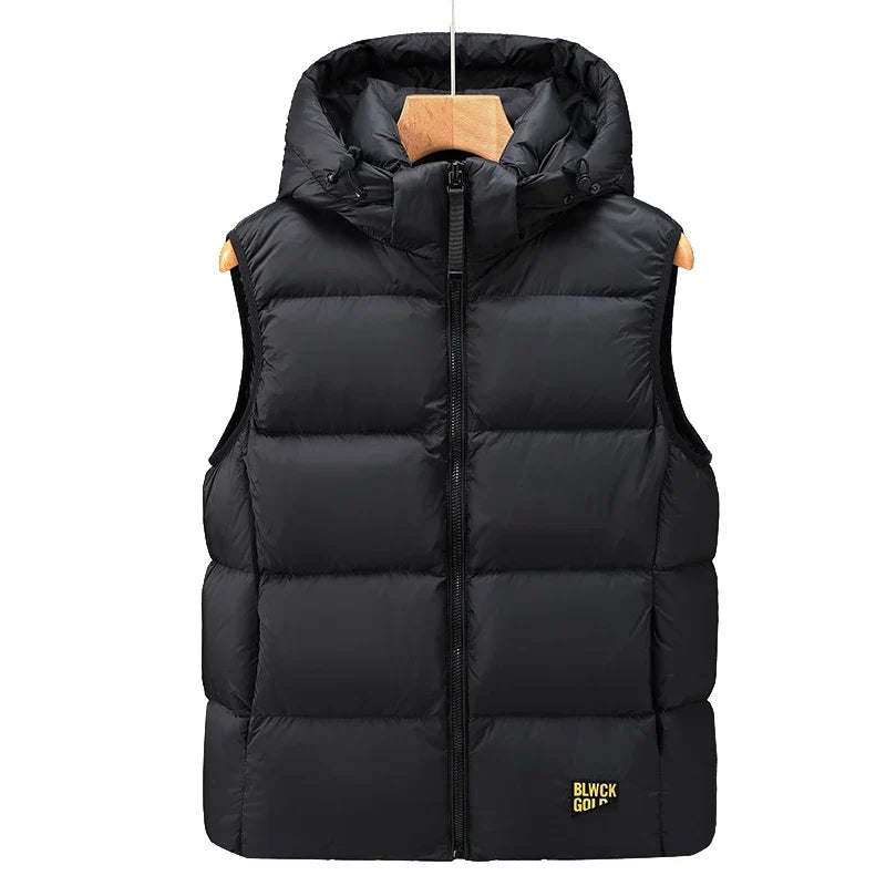 Warm Men's Down Vest - Boxy Quilted, Cotton Blend, Autumn - Tophatter Daily Deals
