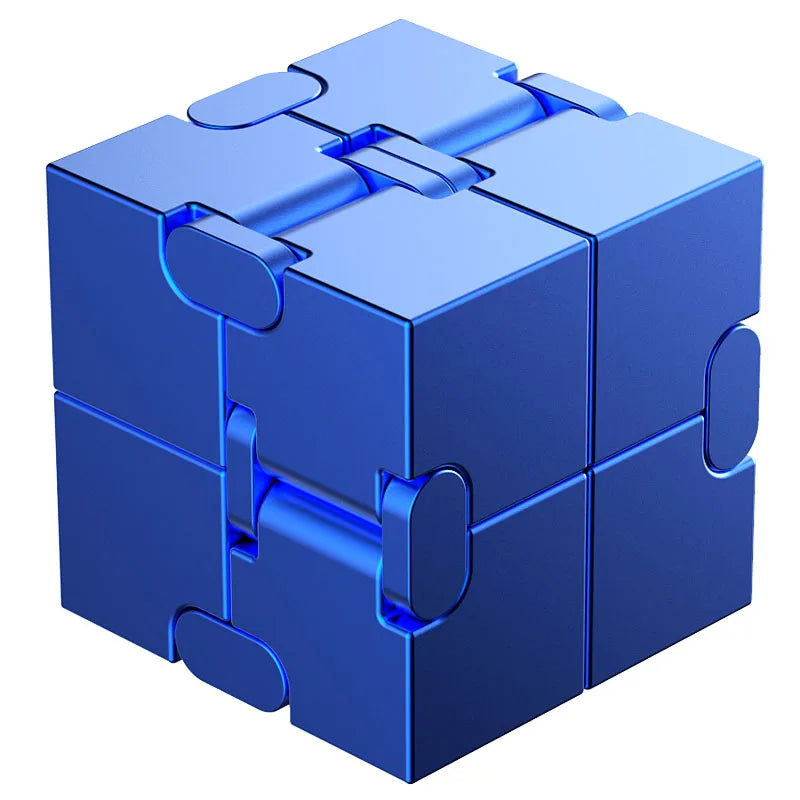 Metal Magic Cube Stress Relief Toy Portable Puzzle Focus Aluminum Blue - Tophatter Daily Deals