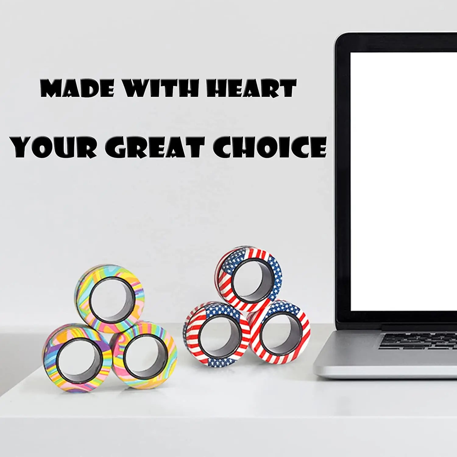 Magnetic Fidget Rings Set 3Pcs Stress Relief Spinner - Tophatter Daily Deals