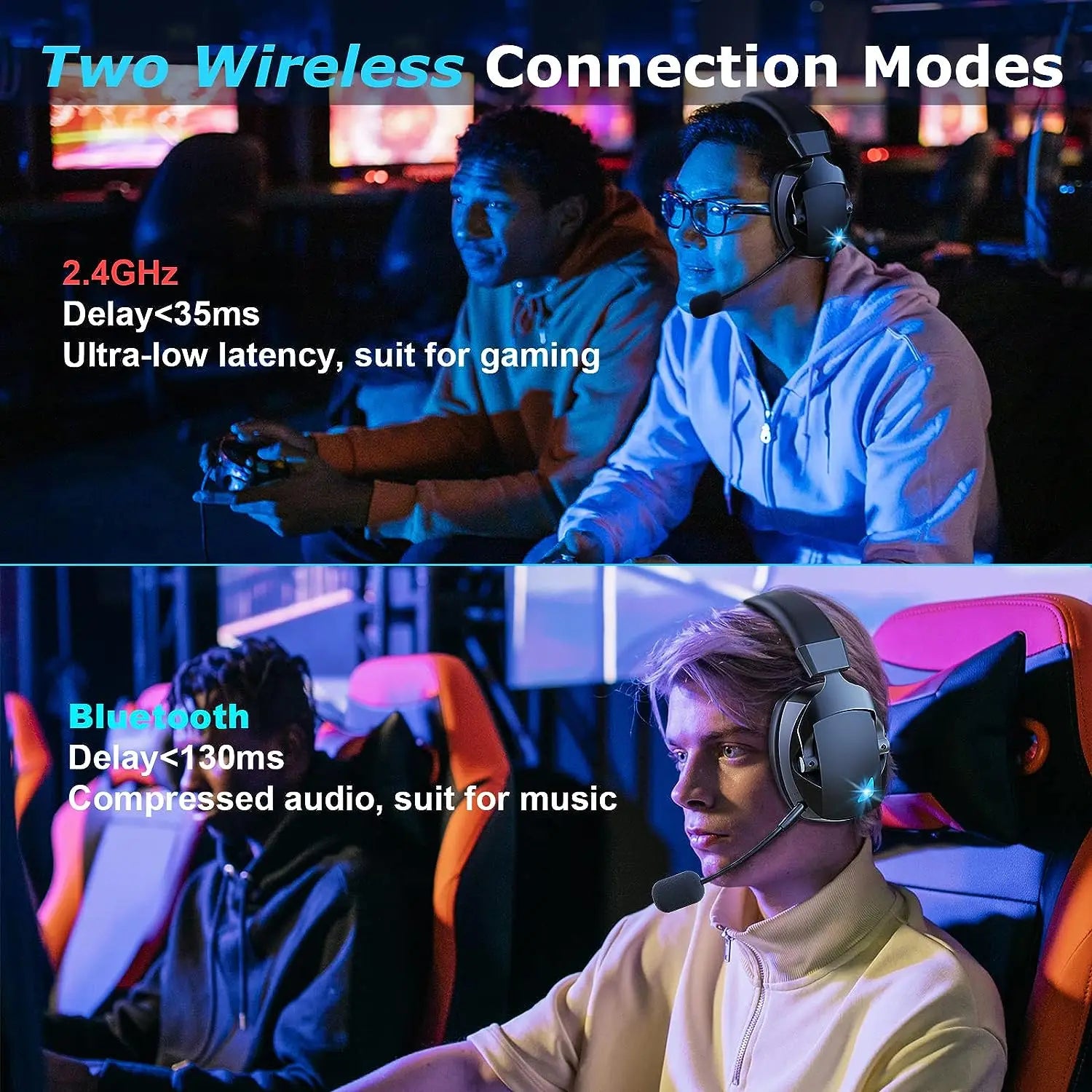 Wireless Gaming Headset Detachable Mic Multi Mode Comfort - Tophatter Daily Deals