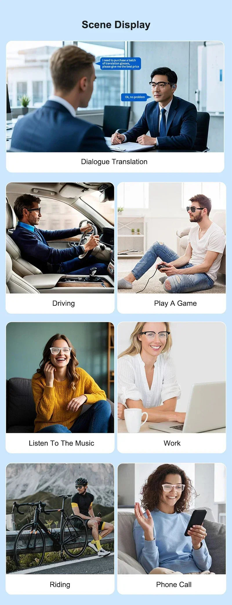 Smart Translation Glasses Bluetooth Call Voice Assistant - Tophatter Daily Deals