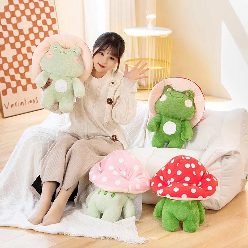 Soft Frog Plushie Stuffed Kawaii Animals Red Mushroom Hat Frogs Animals - Tophatter Daily Deals