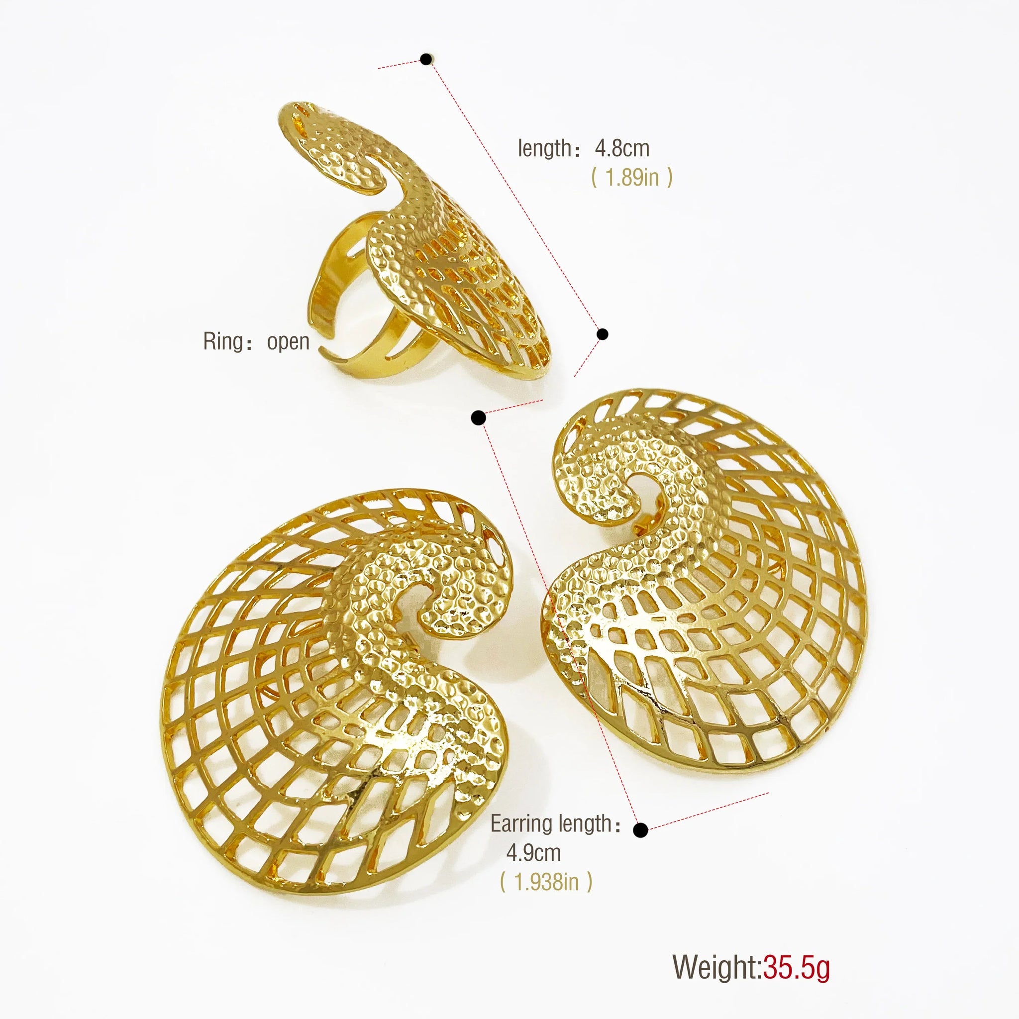 18K Gold Plated Earrings and Ring Set (Model 2) Apparel & Accessories > Jewelry > Jewelry Sets - Tophatter Daily Deals