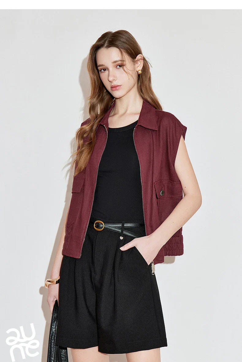 Lightweight Women's Sleeveless Jacket - Linen Cotton, Spring - Tophatter Daily Deals
