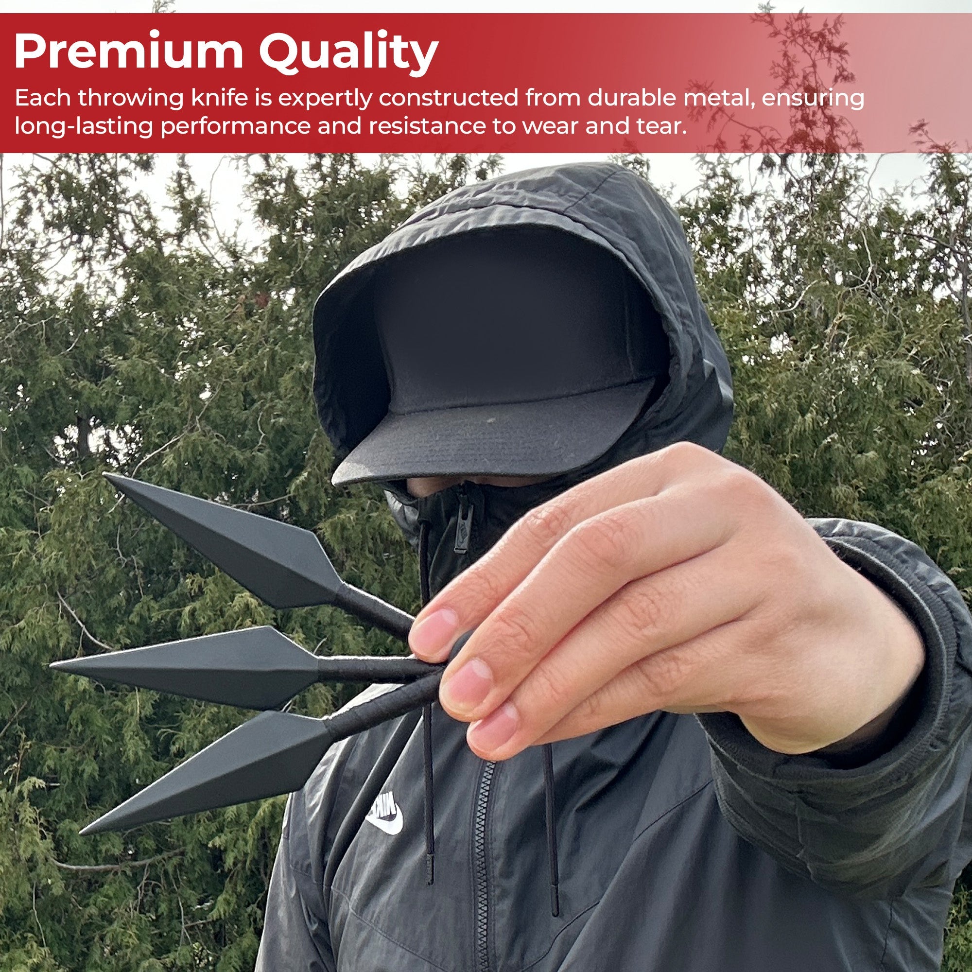 Shadow Strike Trio Black-Wrapped Mini Kunai Throwing Knives Set with Belt Pouch Throwing Knife - Tophatter Daily Deals