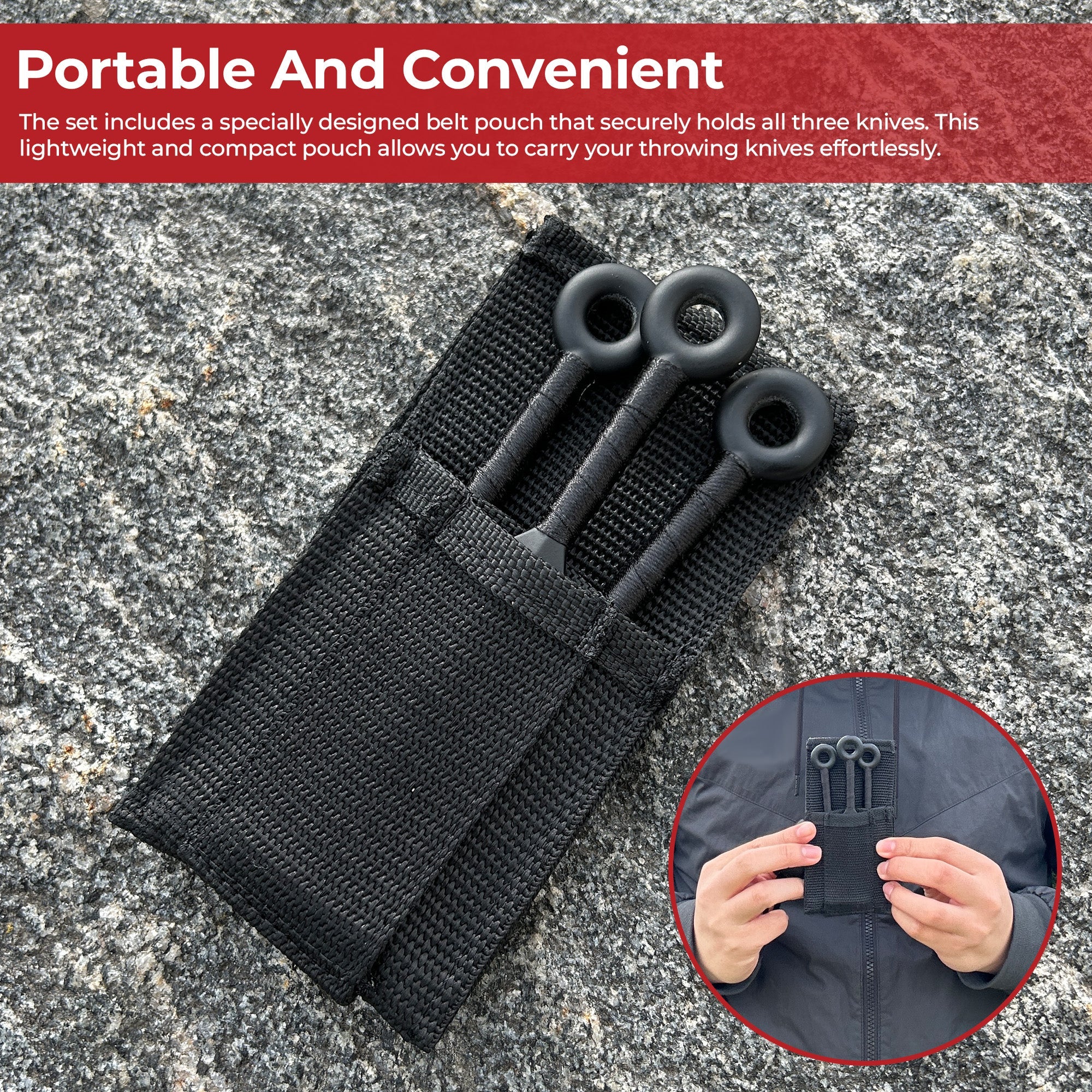 Shadow Strike Trio Black-Wrapped Mini Kunai Throwing Knives Set with Belt Pouch Throwing Knife - Tophatter Daily Deals