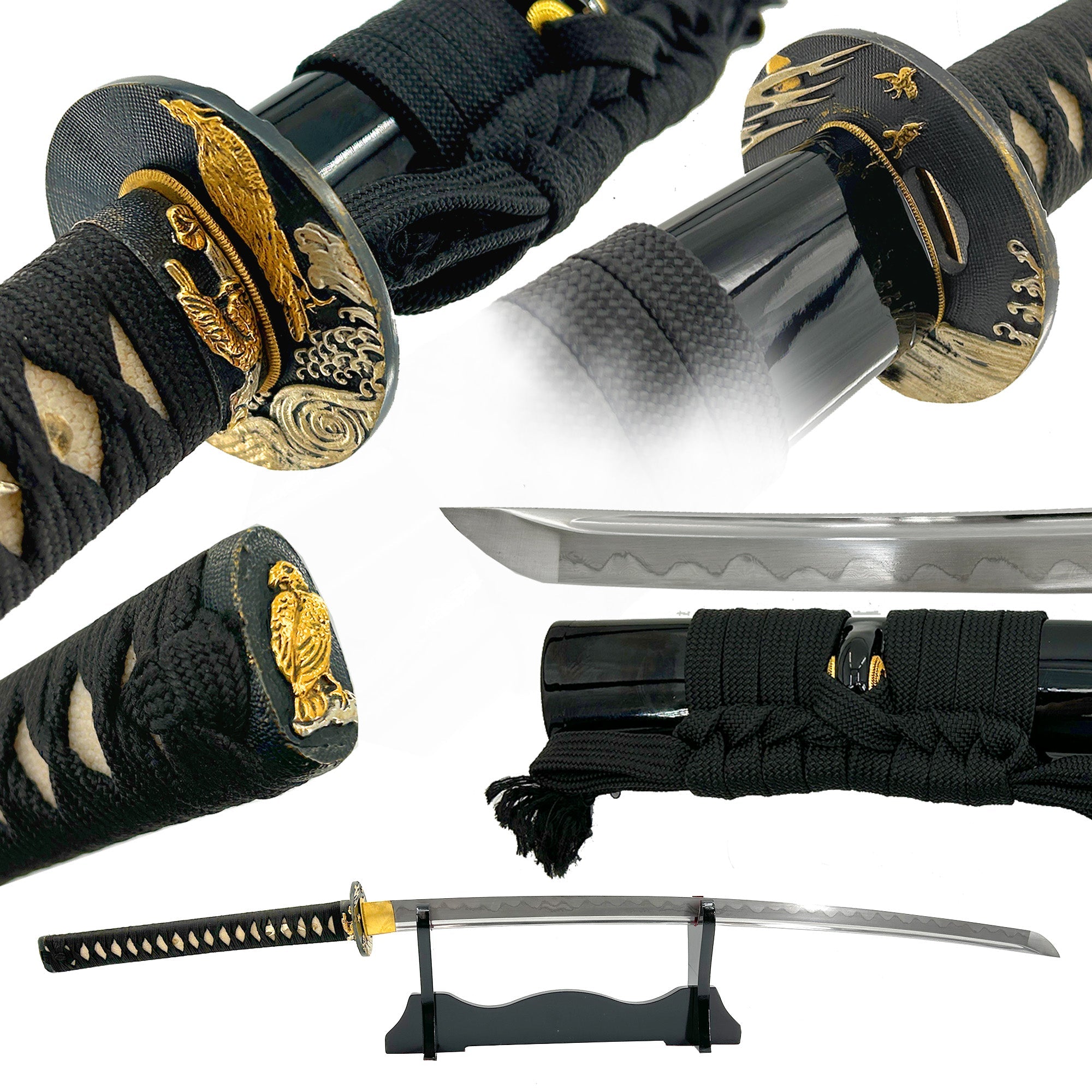 Shadow of the Sea Hawk 1060 Damascus Steel Handmade Katana Swords - Tophatter Daily Deals