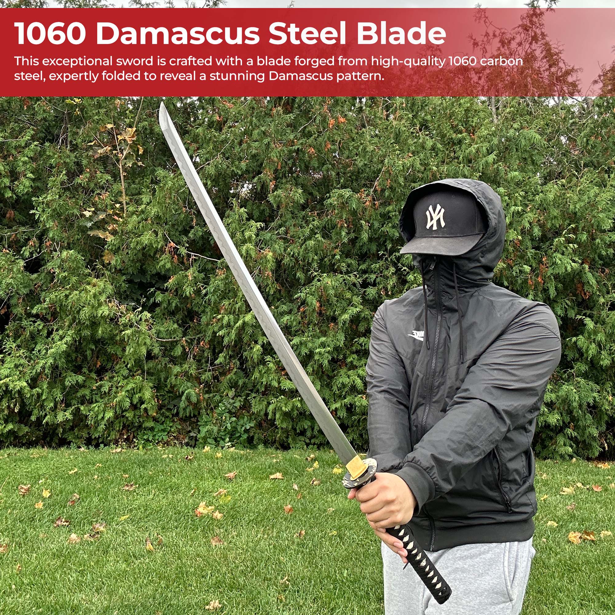 Shadow of the Sea Hawk 1060 Damascus Steel Handmade Katana Swords - Tophatter Daily Deals