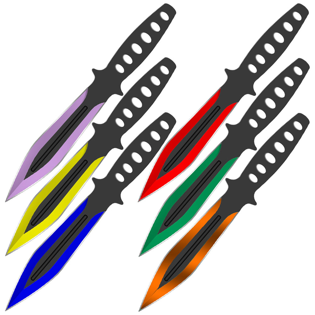 6" Shadow Throwing Knives with Sheath 6 PC Set - Asst. Colors Knife-Thrower - Tophatter Daily Deals