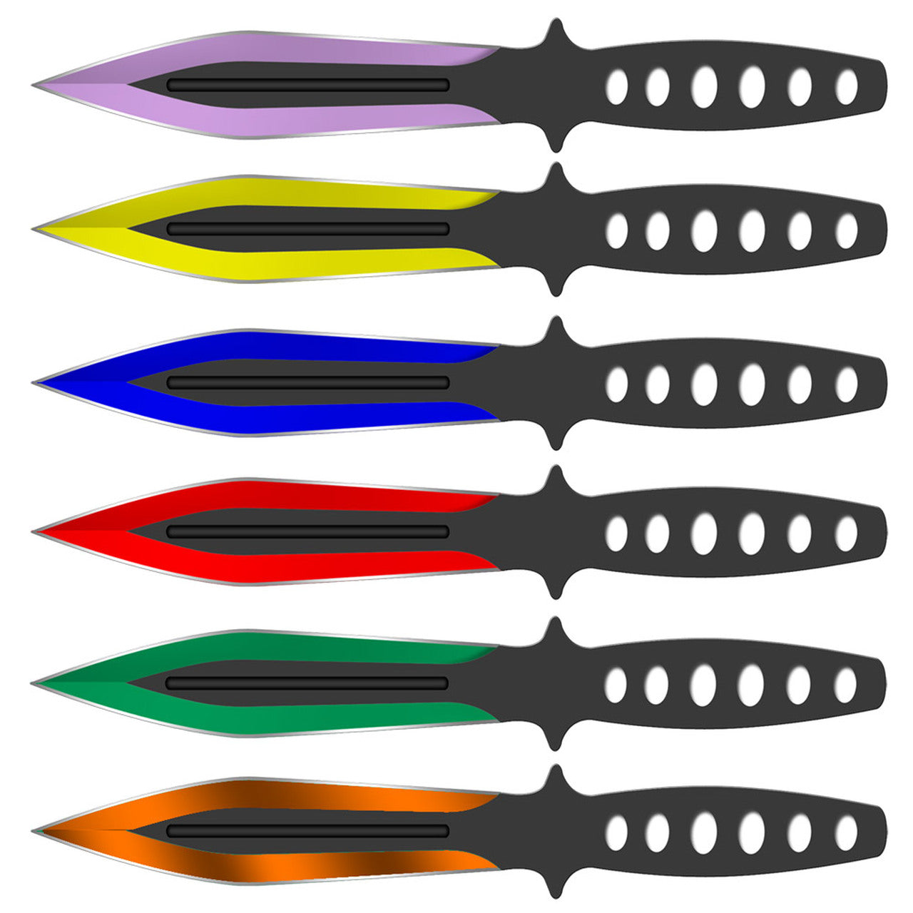 6" Shadow Throwing Knives with Sheath 6 PC Set - Asst. Colors Knife-Thrower - Tophatter Daily Deals