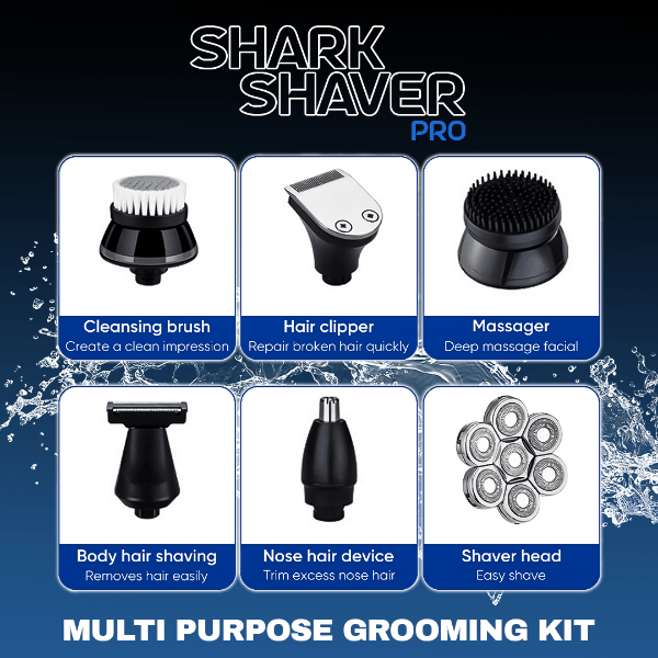 Shark Shaver Pro - Platinum Men's Electric Skull Shaver For Head & Face Personal Care - Tophatter Daily Deals