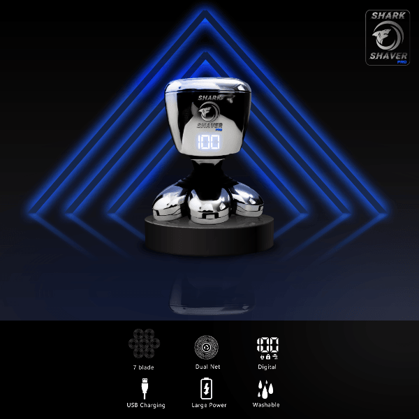 Shark Shaver Pro - Platinum Men's Electric Skull Shaver For Head & Face Personal Care - Tophatter Daily Deals