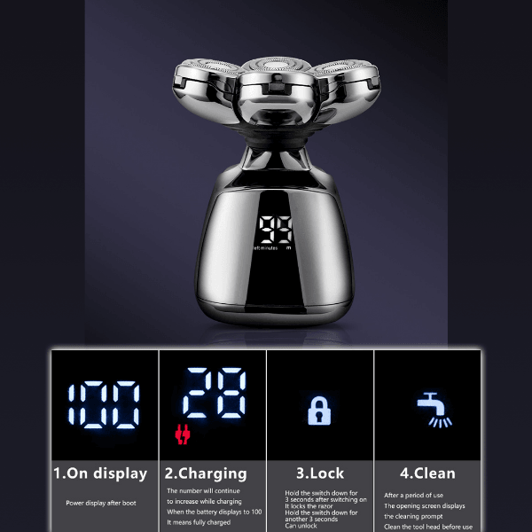 Shark Shaver Pro - Platinum Men's Electric Skull Shaver For Head & Face Personal Care - Tophatter Daily Deals