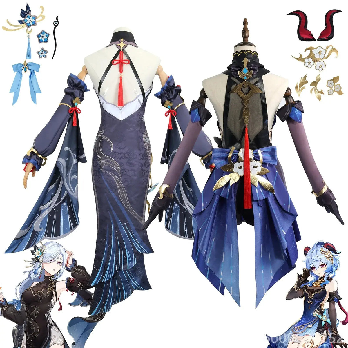 Shen He Cosplay Costume Frostflower Dew Dress Genshin Impact Lantern Rite Shenhe New Cosplay Outfits Ganyu Included New Arrival - Tophatter Daily Deals