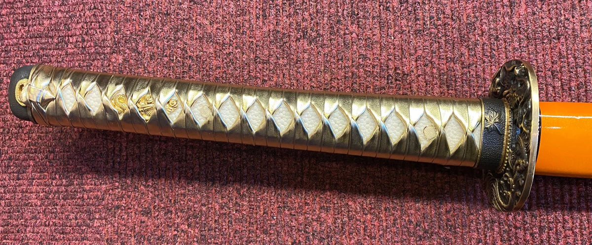 "Shibui" 1095 Golden Damascus Steel Clay Tempered Katana