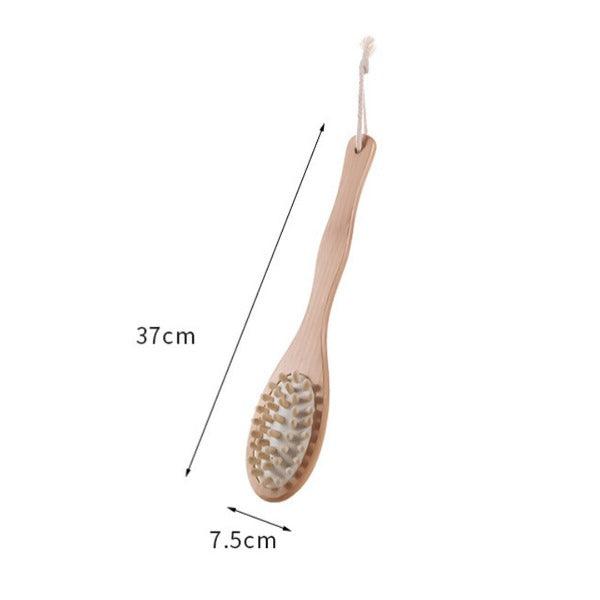 Extra Long Handled Bath Brush - Bath Brushes With Long Handle, Long Handle Shower Bath Brush Wooden Loofah Back Body Scrubber Exfoliator Sponge Personal Care - Tophatter Daily Deals