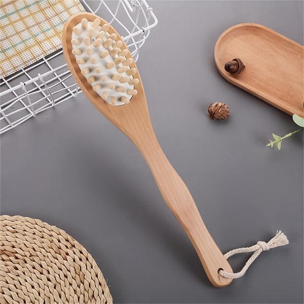 Extra Long Handled Bath Brush - Bath Brushes With Long Handle, Long Handle Shower Bath Brush Wooden Loofah Back Body Scrubber Exfoliator Sponge Personal Care - Tophatter Daily Deals