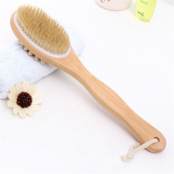 Extra Long Handled Bath Brush - Bath Brushes With Long Handle, Long Handle Shower Bath Brush Wooden Loofah Back Body Scrubber Exfoliator Sponge C 37X7cm Personal Care - Tophatter Daily Deals