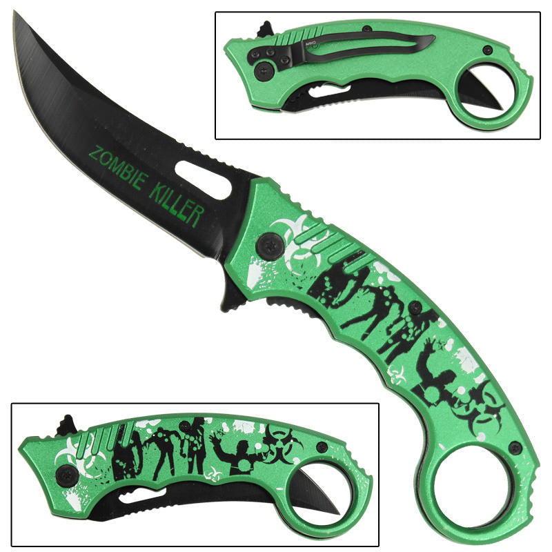 Shredded Zombie Killer Karambit Assisted Opening Knife Collectible Weapons - Tophatter Daily Deals