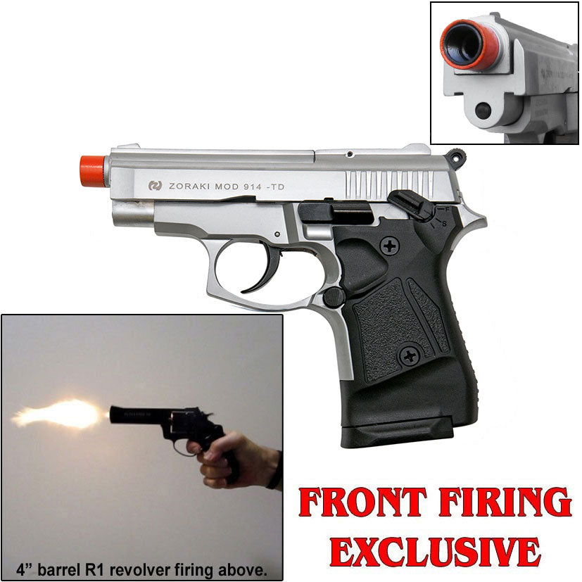 Zoraki 914 Nickel - Full Auto Front Firing 9mm Blank Gun - Tophatter's Weapons'N'Deals Blank Firing Replica Guns - Tophatter Daily Deals
