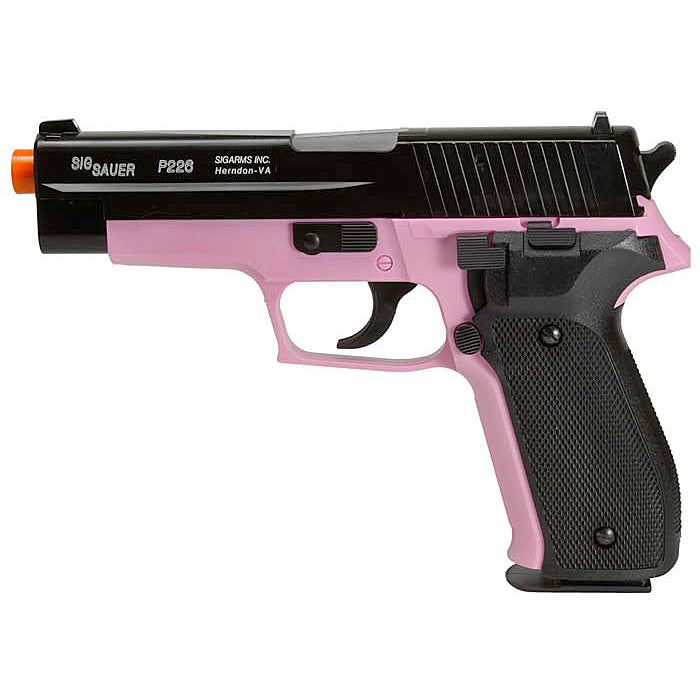 Sig Sauer Licensed P226 Spring Powered Airsoft Pistol Black/Pink FPS-328 - Tophatter's Inc. Weapons Store Online Collectible Weapons - Tophatter Daily Deals
