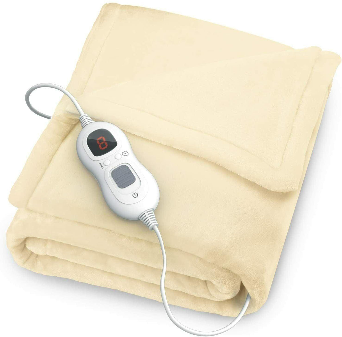 Fitted Electric Blanket Double - Luxurious Heated Throw Soft Fleece Blanket With Digital Controller | Washable Electric Mattress Pad Heater Beige New Arrival - Tophatter Daily Deals